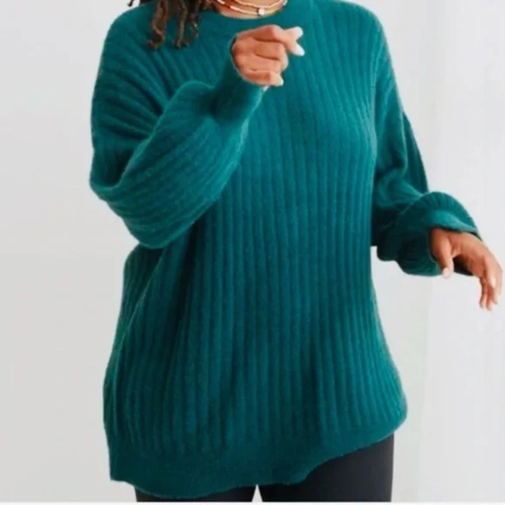 Aerie Buttercream Crew Sweater Dark Green Small